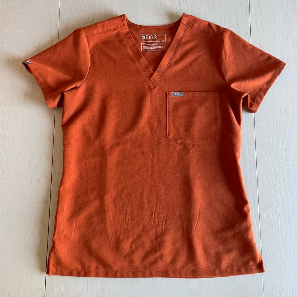 FIGS Catarina Scrub Top 1000211 (Dirty Chai Orange #5855) - Size XS